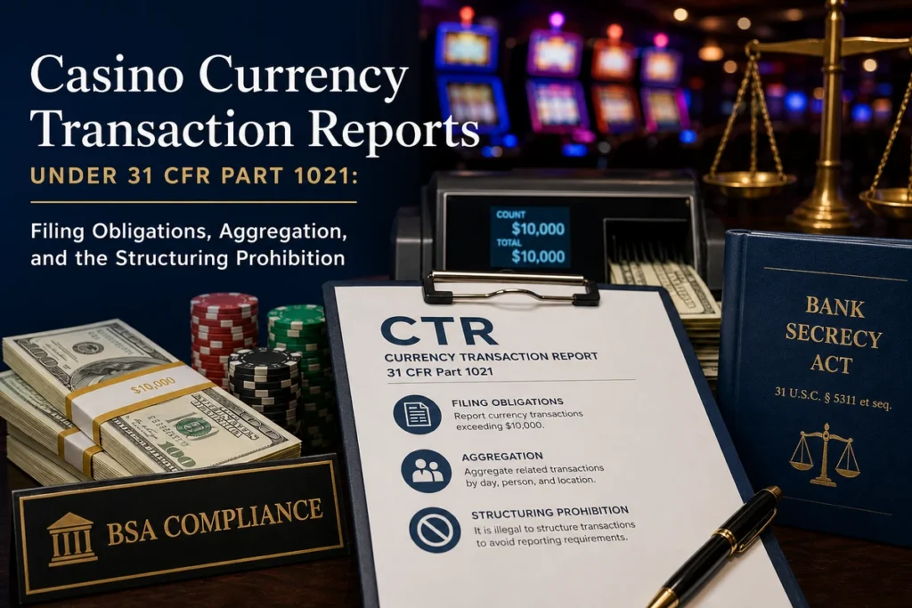 Casino Currency Transaction Reports Under 31 CFR Part 1021: Filing Obligations, Aggregation, and the Structuring Prohibition