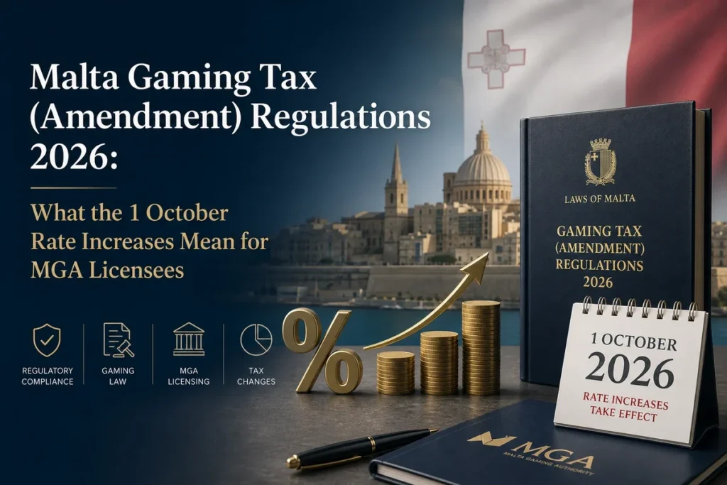 Malta Gaming Tax (Amendment) Regulations 2026: What the 1 October Rate Increases Mean for MGA Licensees
